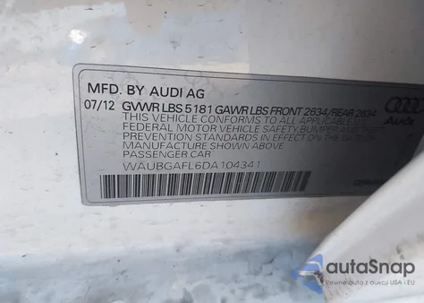 2013 Audi S4 3.0T Premium Plus from USA, damaged, VIN WAUBGAFL6DA104341